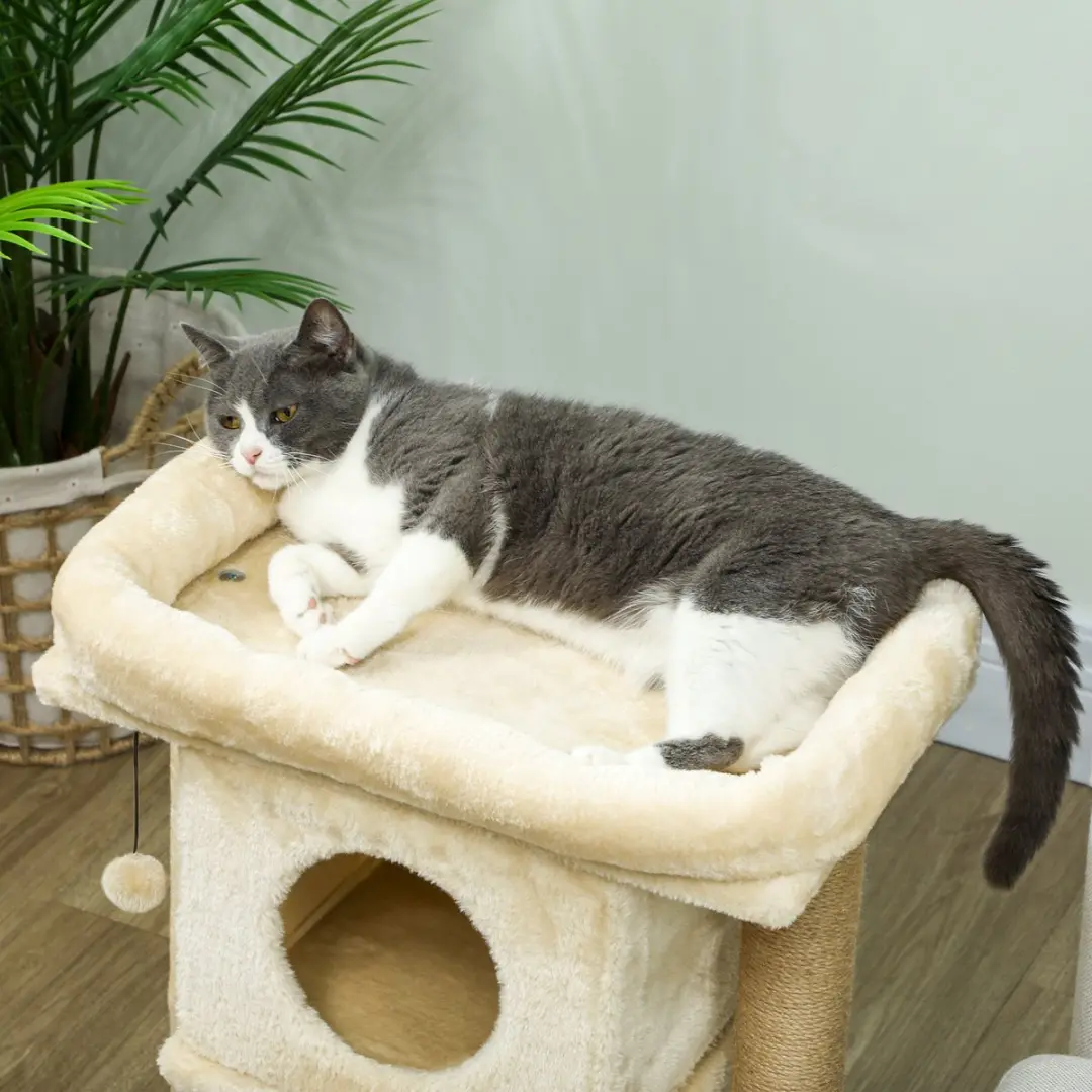 Pawhut Kratzbaum Krabpaal Beige - 2 Ligplekken