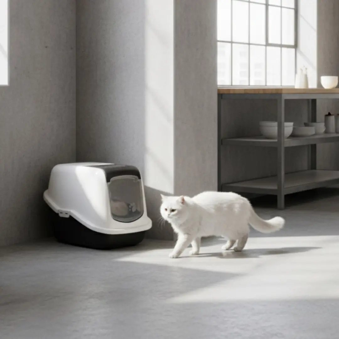 Savic Nestor Kattenbak - Inklapbare Voorkant 56x39x38,5cm - Zwart/Wit