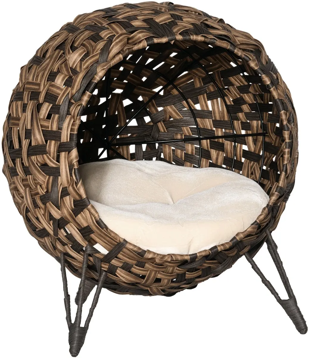 Pawhut Rattan Kattenhuis Ø52x58cm