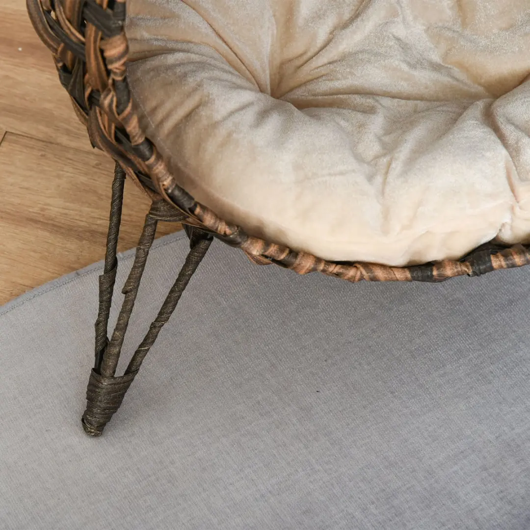 Pawhut Rattan Kattenhuis Ø52x58cm - Bruin