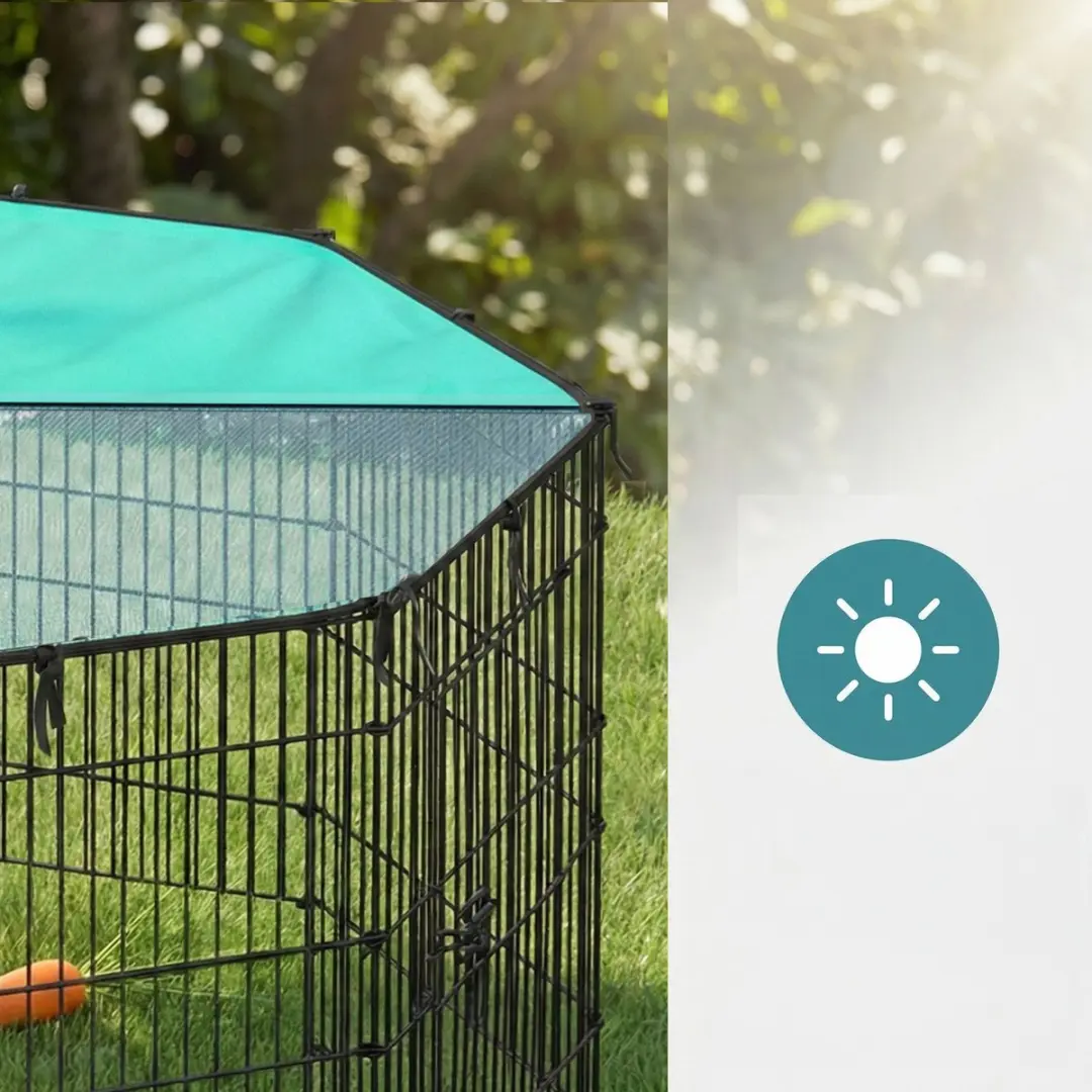 Songmics Hondenren Puppyren met Dak en Zonbescherming - 1.9 m² - Zwart