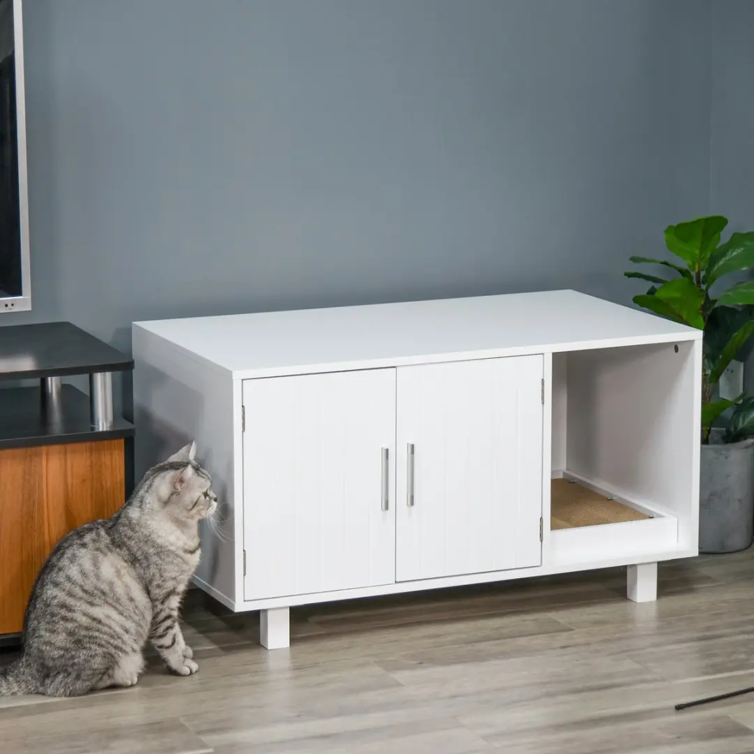 Pawhut Kattenbakset 91x52x50,5cm - Wit