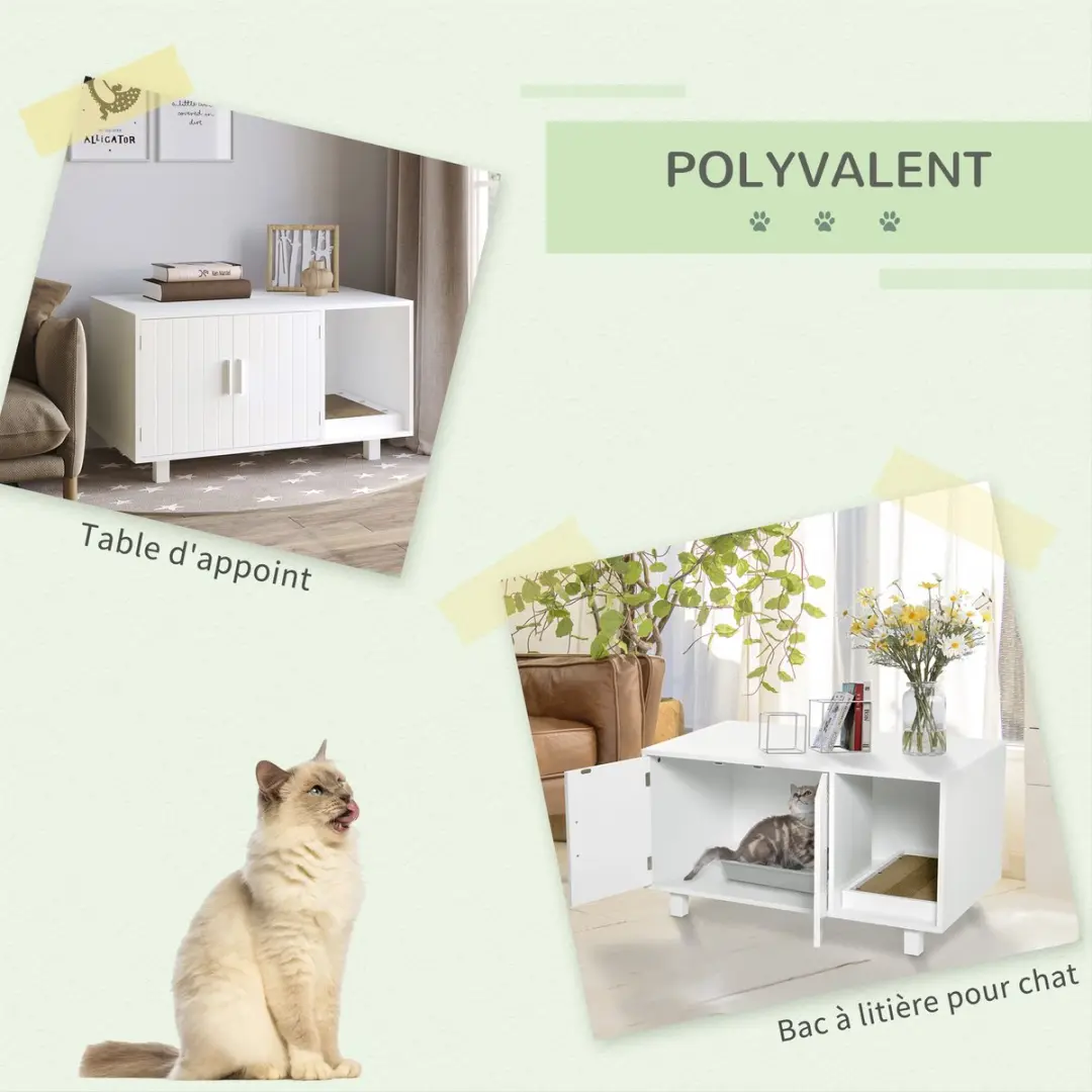 Pawhut Kattenbakset 91x52x50,5cm - Wit