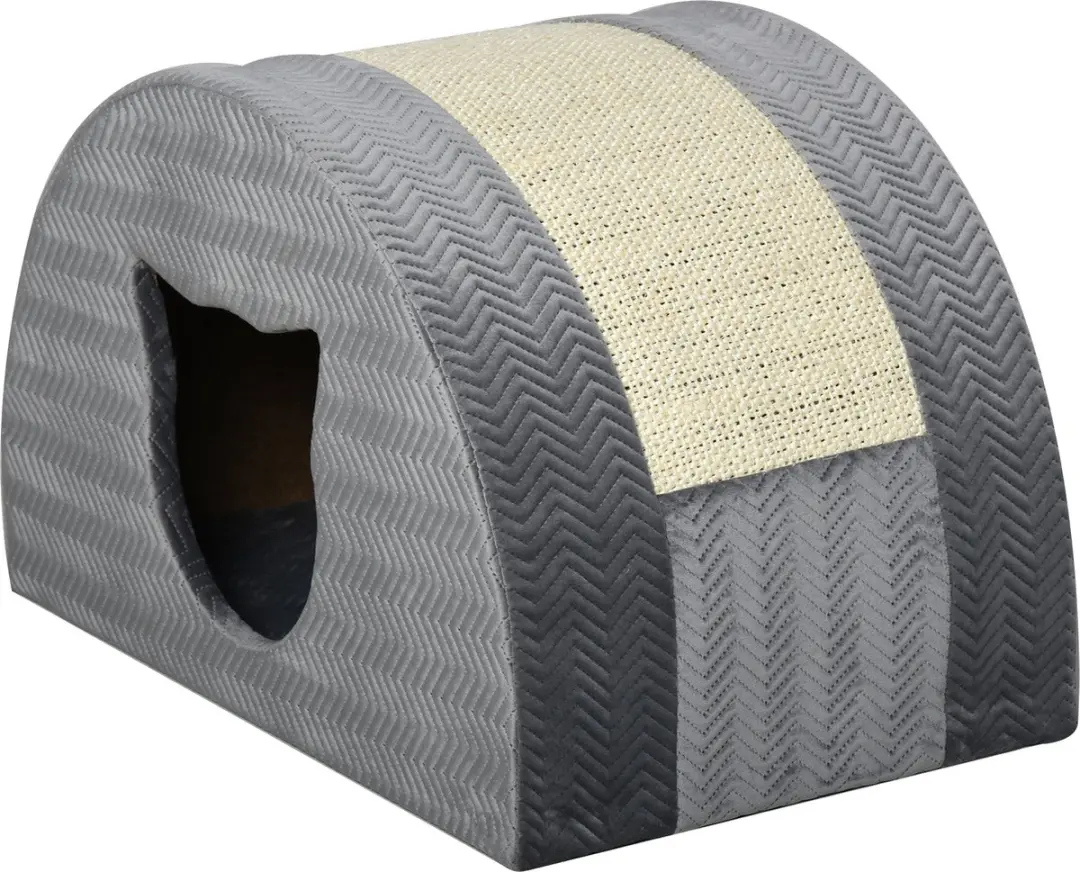 Pawhut Kattengrot met Krabplank D30-338 - Grijs