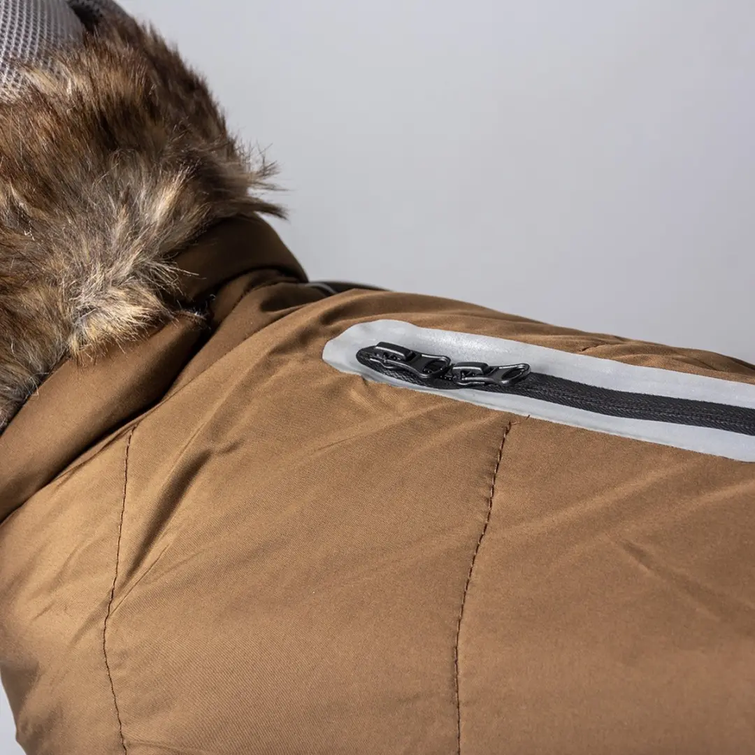 Duvo Dierenkleding Hondenjas Fluffy Kap XS - 30cm - Kaki