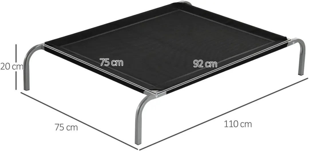 Pawhut Verhoogd Hondenbed 110x75x20cm - Zwart