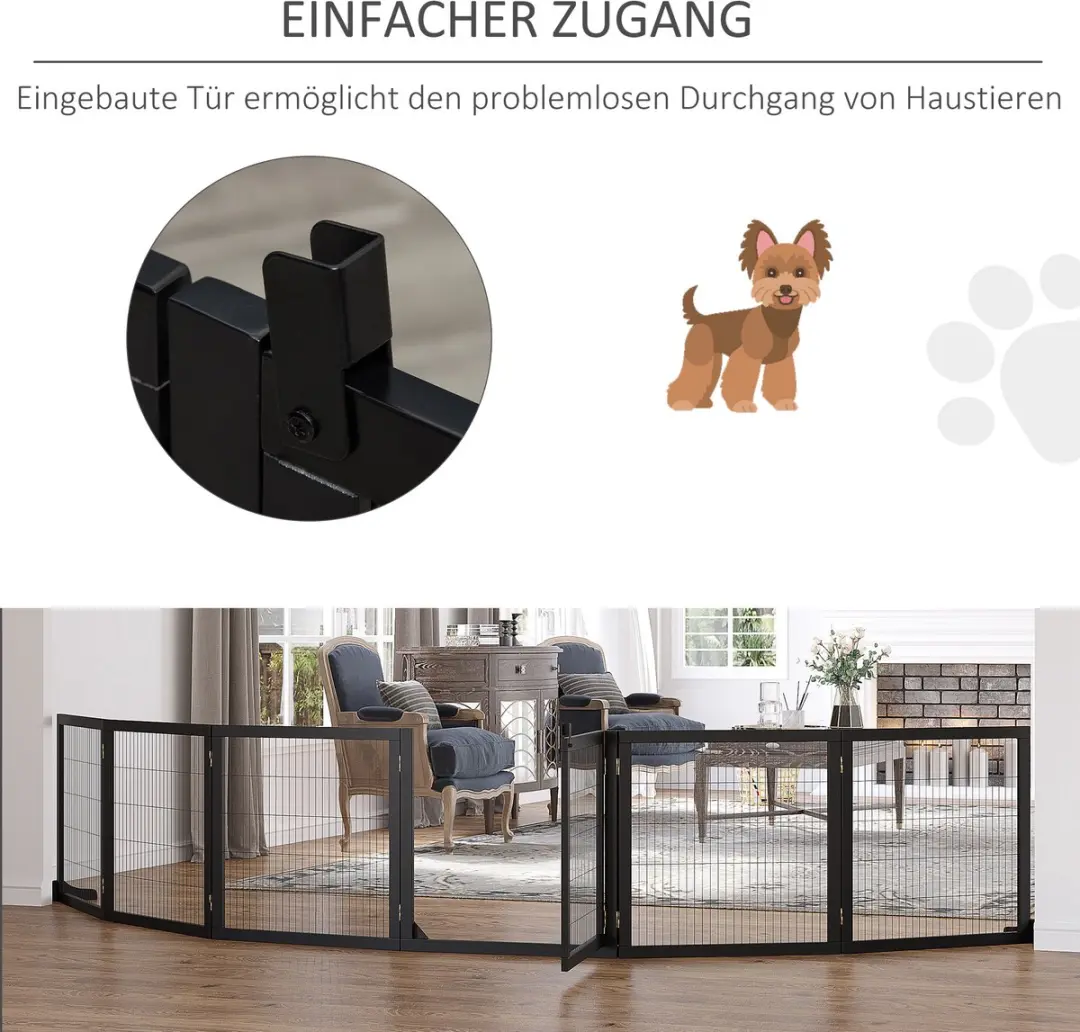Pawhut Inklapbaar Deurhekje - Zwart