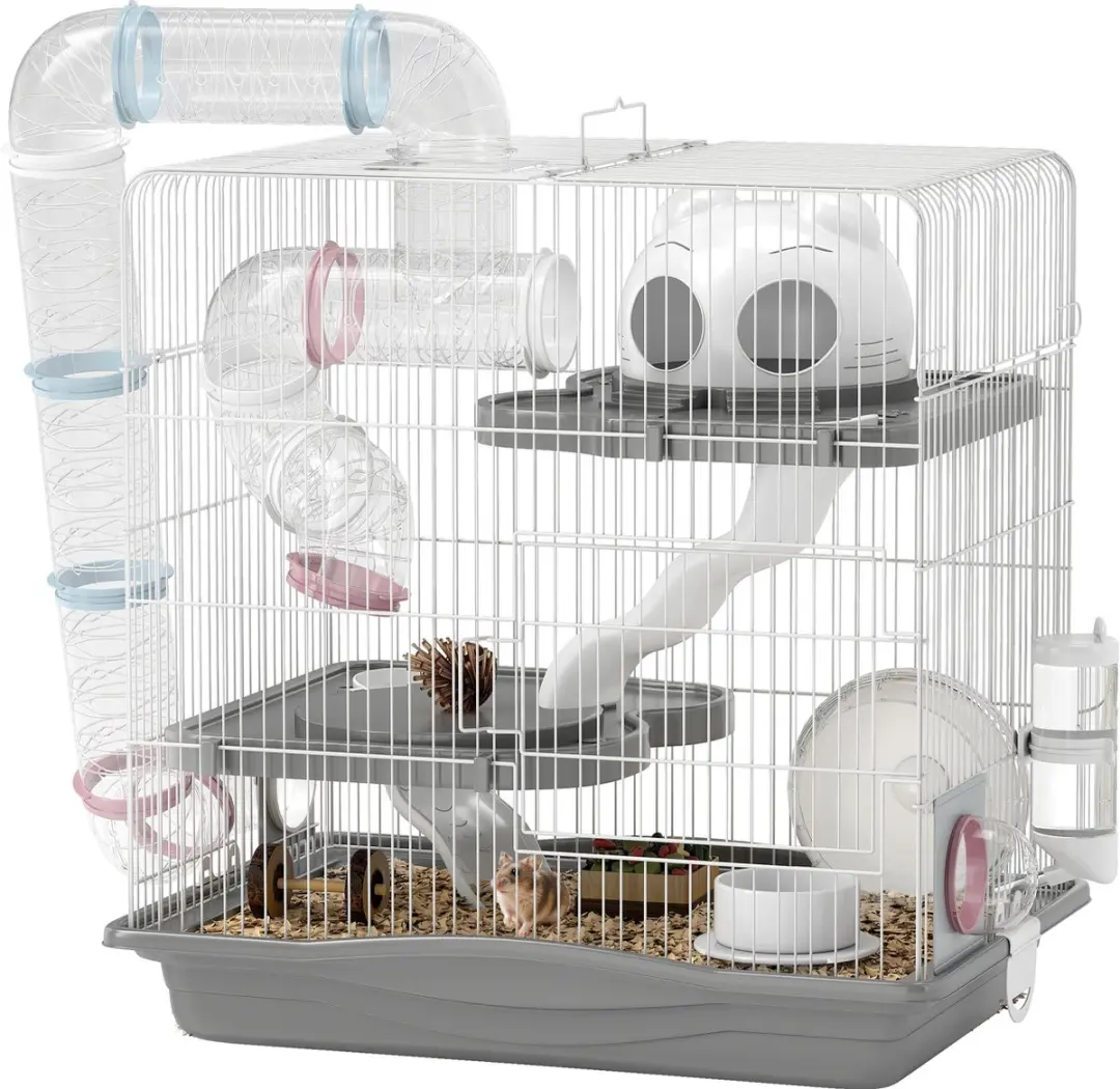 Pawhut Hamsterkooi Metaaldraad 45x30x45cm Grijs