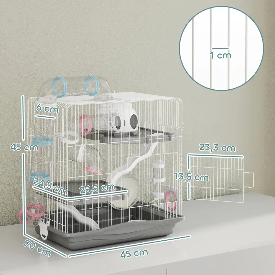 Pawhut Hamsterkooi Metaaldraad 45x30x45cm Grijs