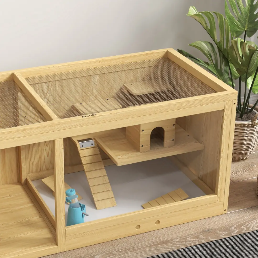 Pawhut Hamsterkooi D51-429V00 - Tafelmodel - Natuurhout