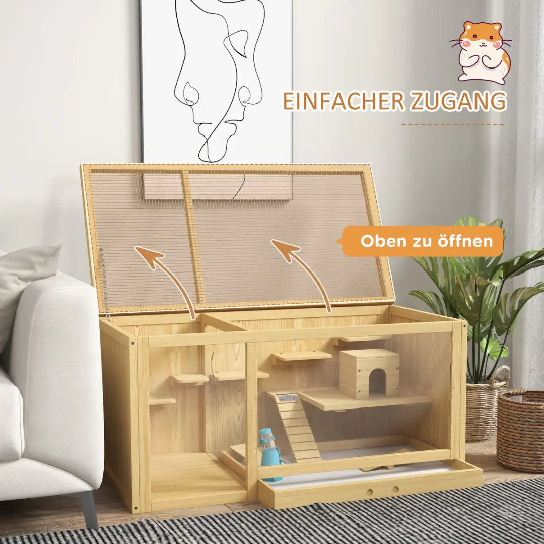 Pawhut Hamsterkooi D51-429V00 - Tafelmodel - Natuurhout