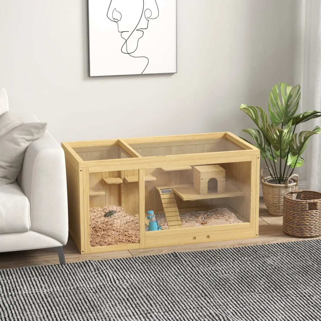 Pawhut Hamsterkooi D51-429V00 - Tafelmodel - Natuurhout