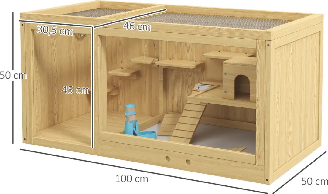 Pawhut Hamsterkooi D51-429V00 - Tafelmodel - Natuurhout - afbeelding 6 van 6