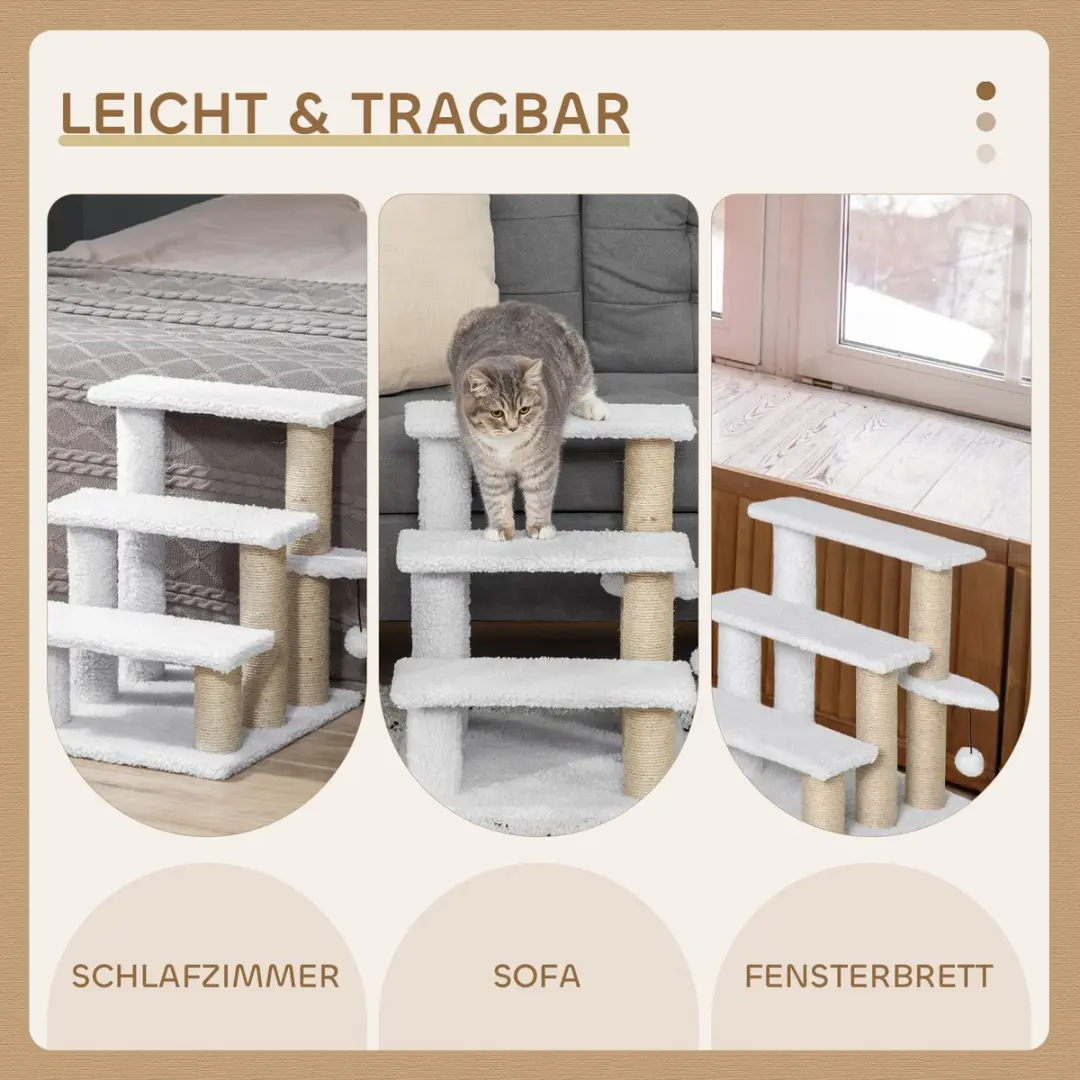 Pawhut Katzentreppe - 3 Niveaus - 45x40x48cm Wit