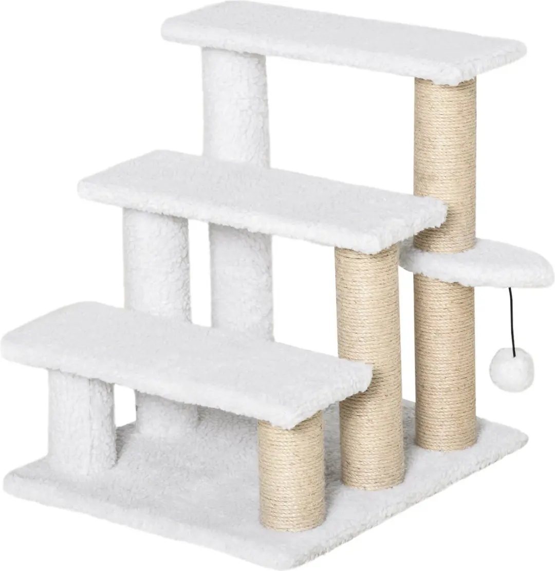 Pawhut Katzentreppe - 3 Niveaus - 45x40x48cm Wit