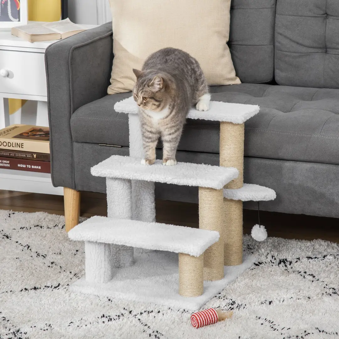 Pawhut Katzentreppe - 3 Niveaus - 45x40x48cm Wit