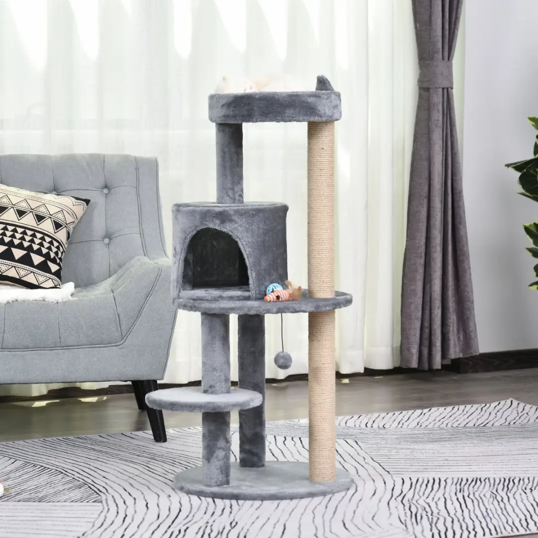 Pawhut Krabpaal 4 Verdiepingen - 48cm - Grijs