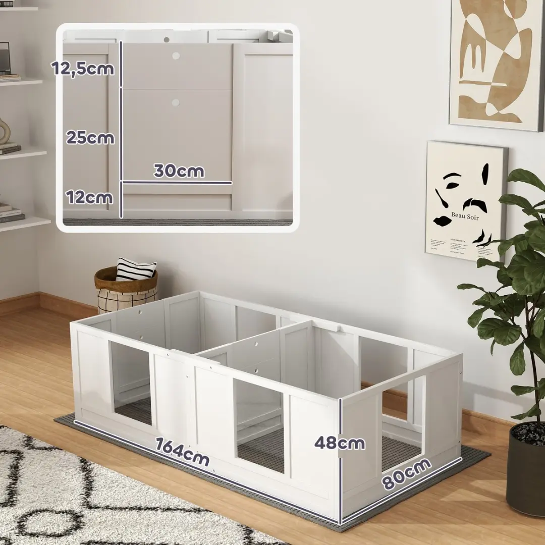 Pawhut Wurfkiste voor Welpen 164x80x48cm - Wit