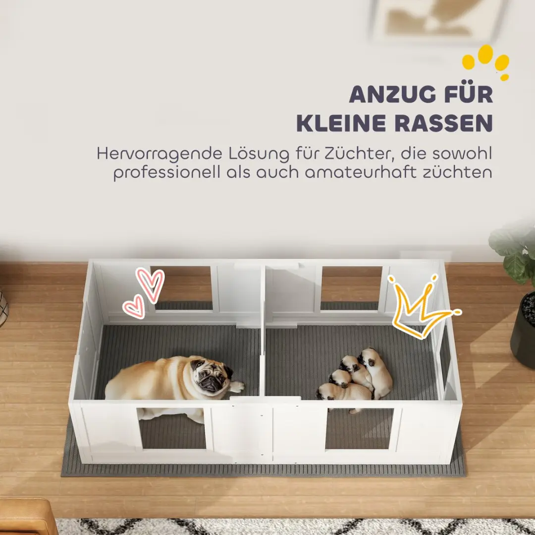 Pawhut Wurfkiste voor Welpen 164x80x48cm - Wit