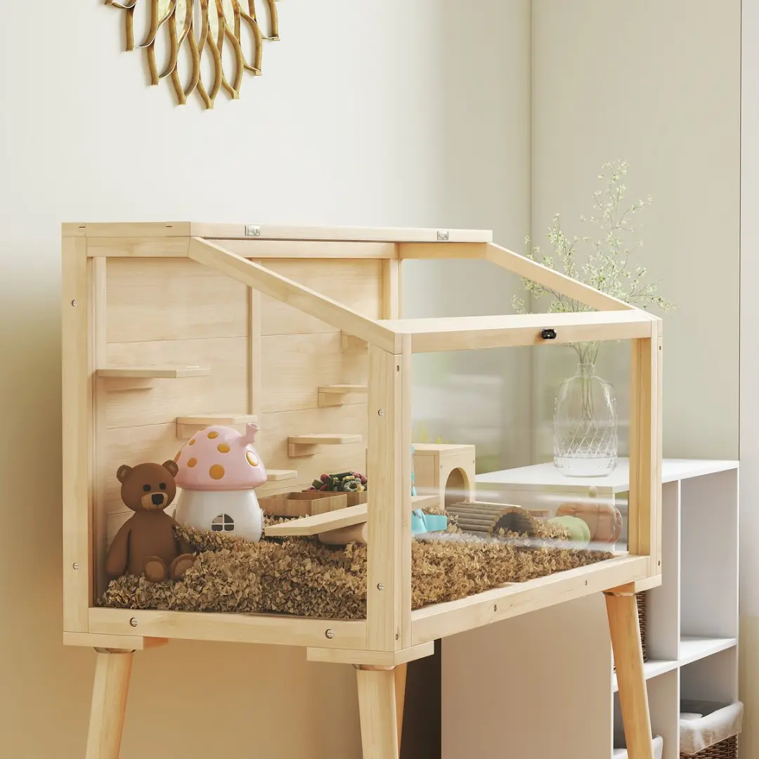 Pawhut Hamsterkooi Natuurhout - 110L x 52B x 101H cm