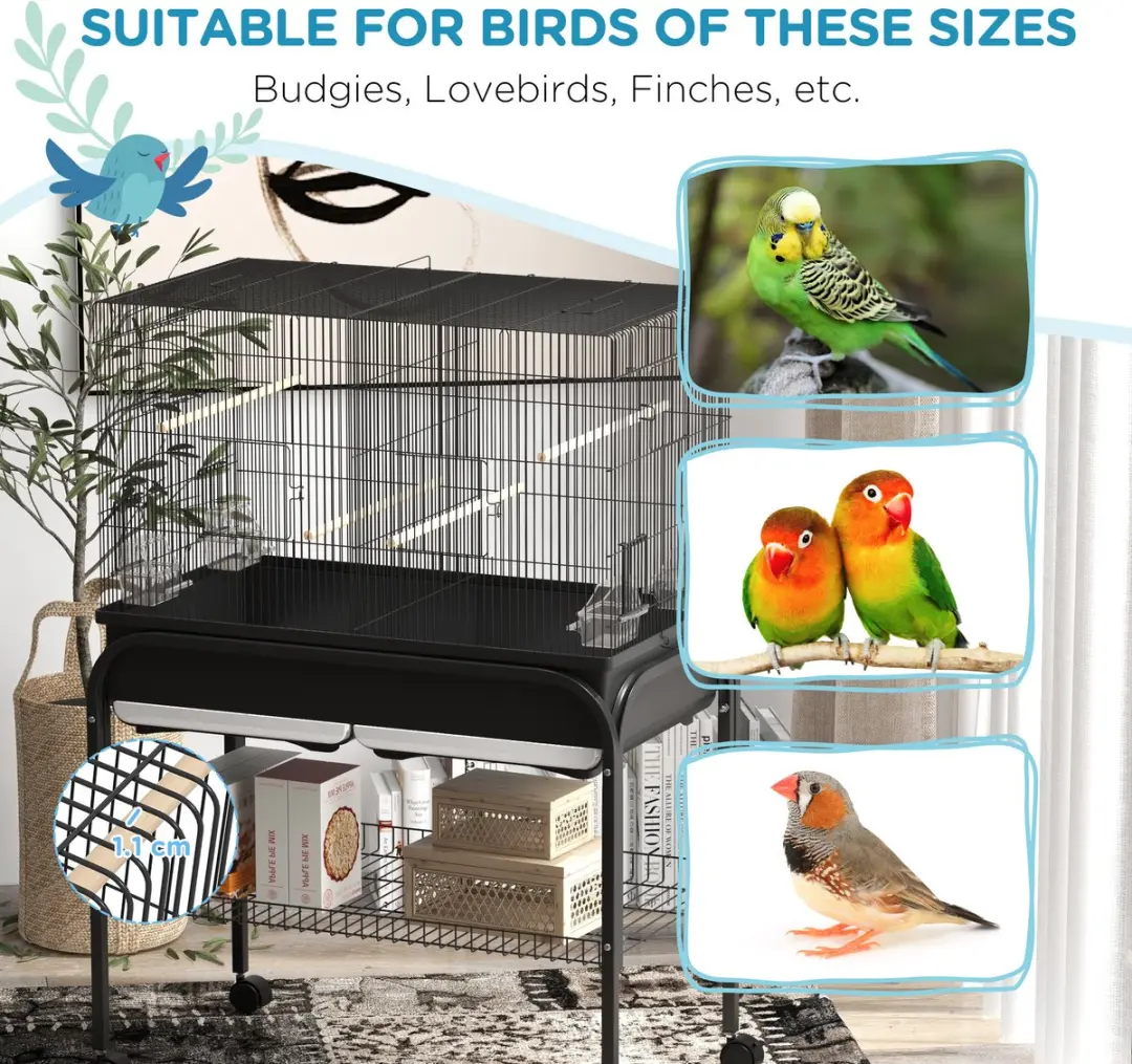 Pawhut Vogelkooi Vloer 85x49x119cm - Zwart