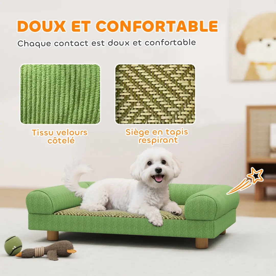 Pawhut Huisdierensofa Corduroy 63x41x17cm Groen