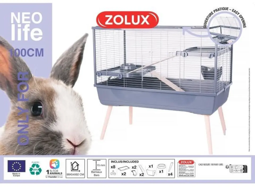 Zolux Neolife 100 Knaagdierkooi 99x54x92cm - Grijs