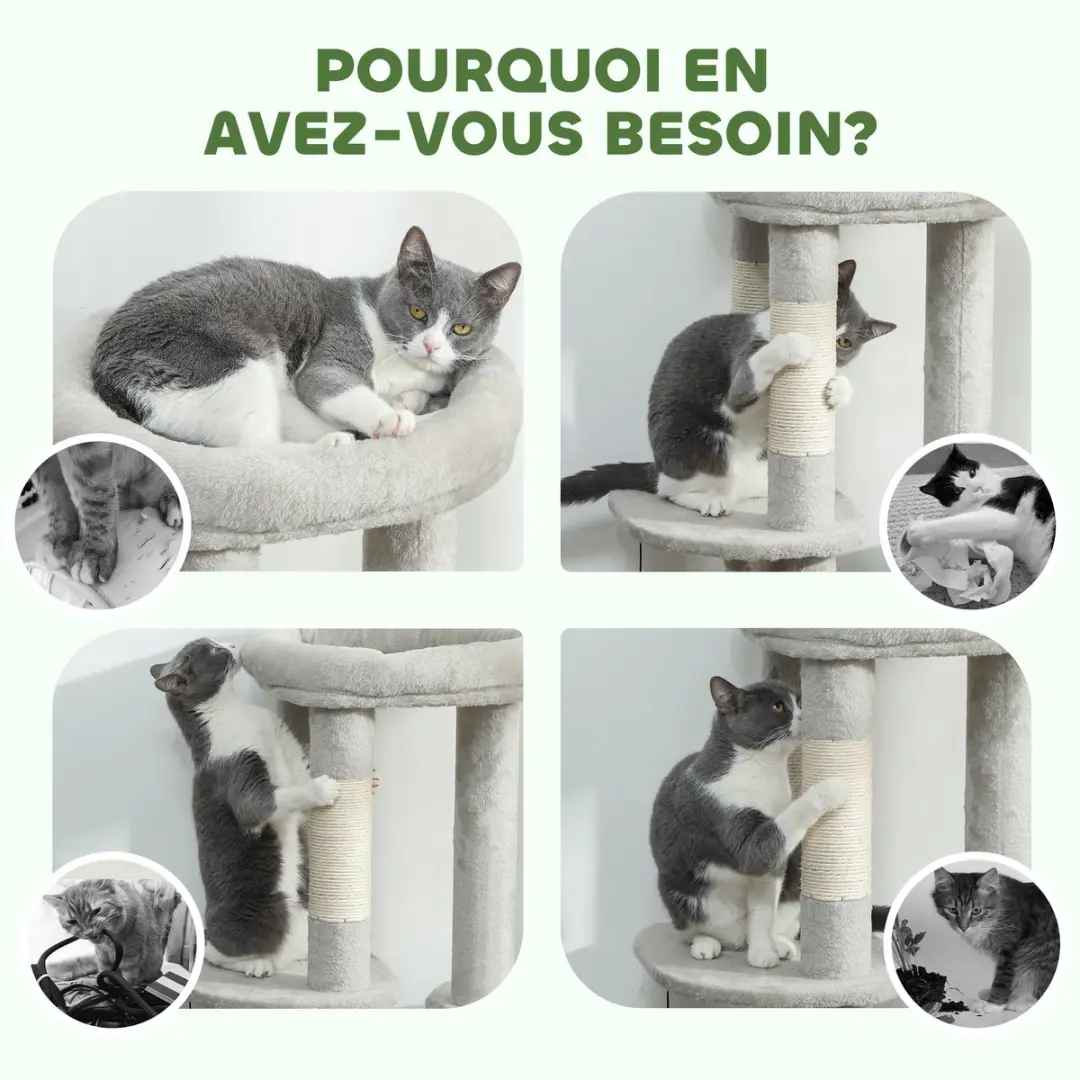 Pawhut Kattenboom 60x45x90cm - Lichtgrijs