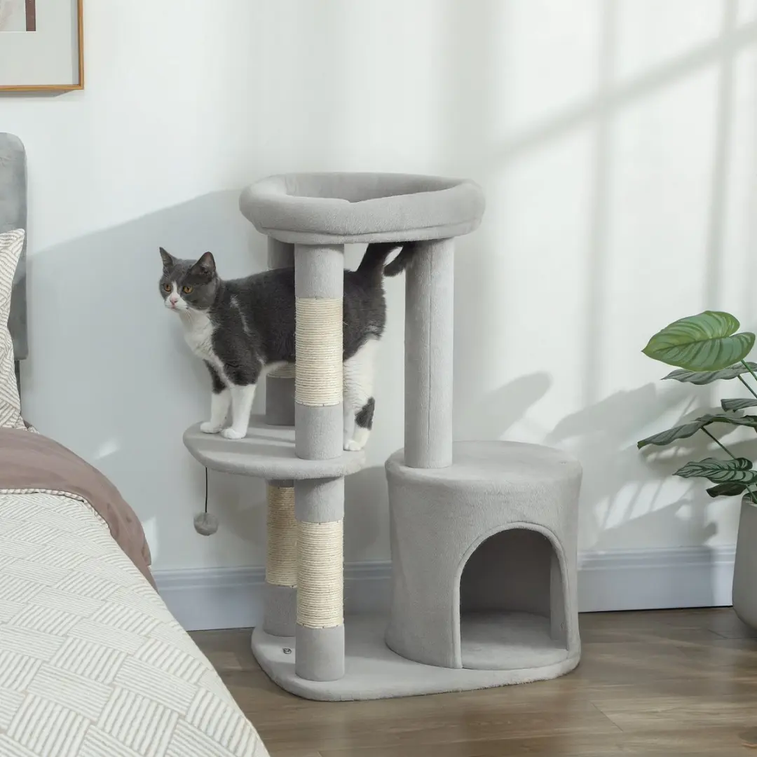 Pawhut Kattenboom 60x45x90cm - Lichtgrijs