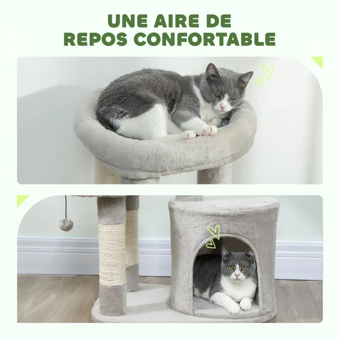 Pawhut Kattenboom 60x45x90cm - Lichtgrijs