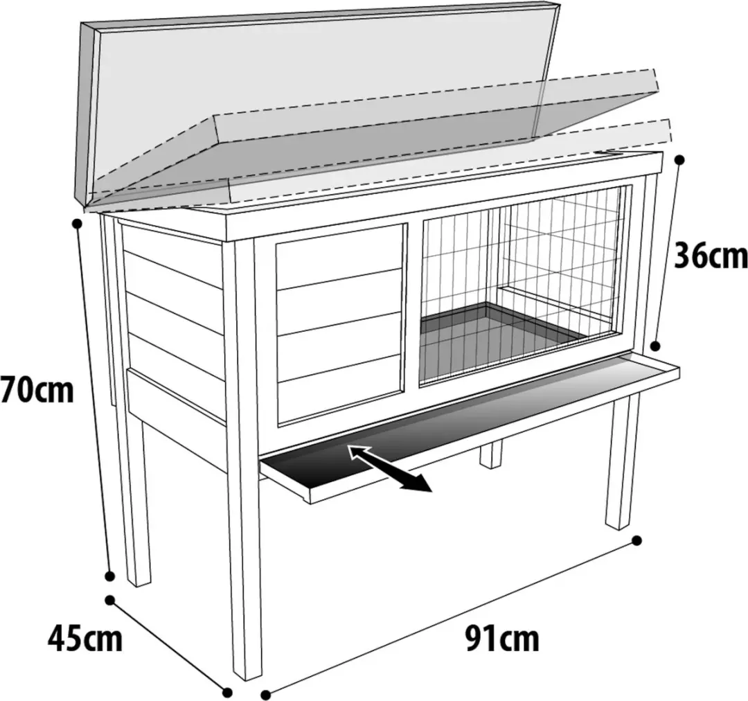 Flamingo Konijnenhok Bugs Cottage - 91x45x72cm Grijs