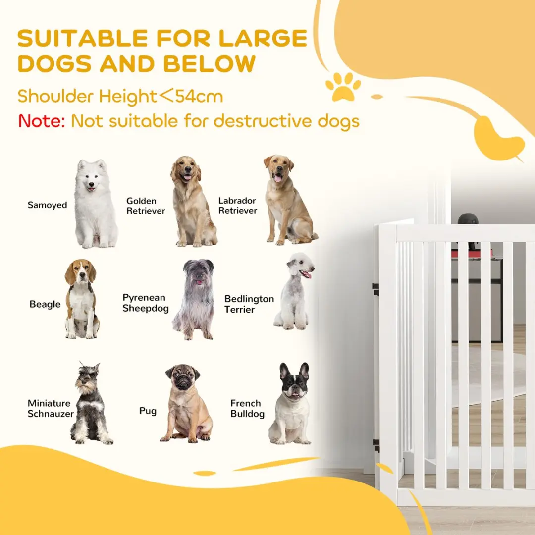 Pawhut Inklapbaar Hondenhek 81cm Wit