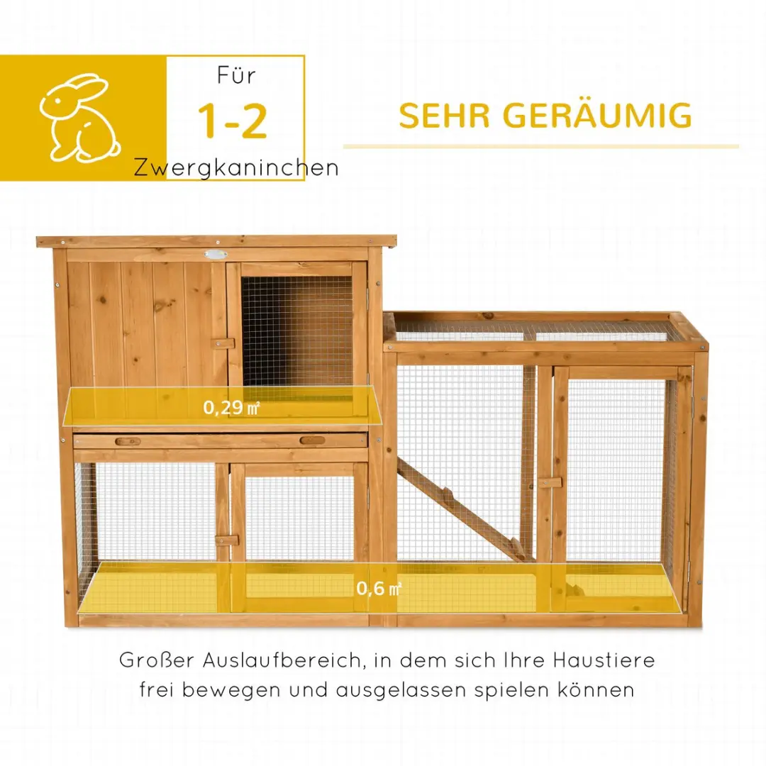 Pawhut Konijnenhok 2-Verdiepingen - Orange