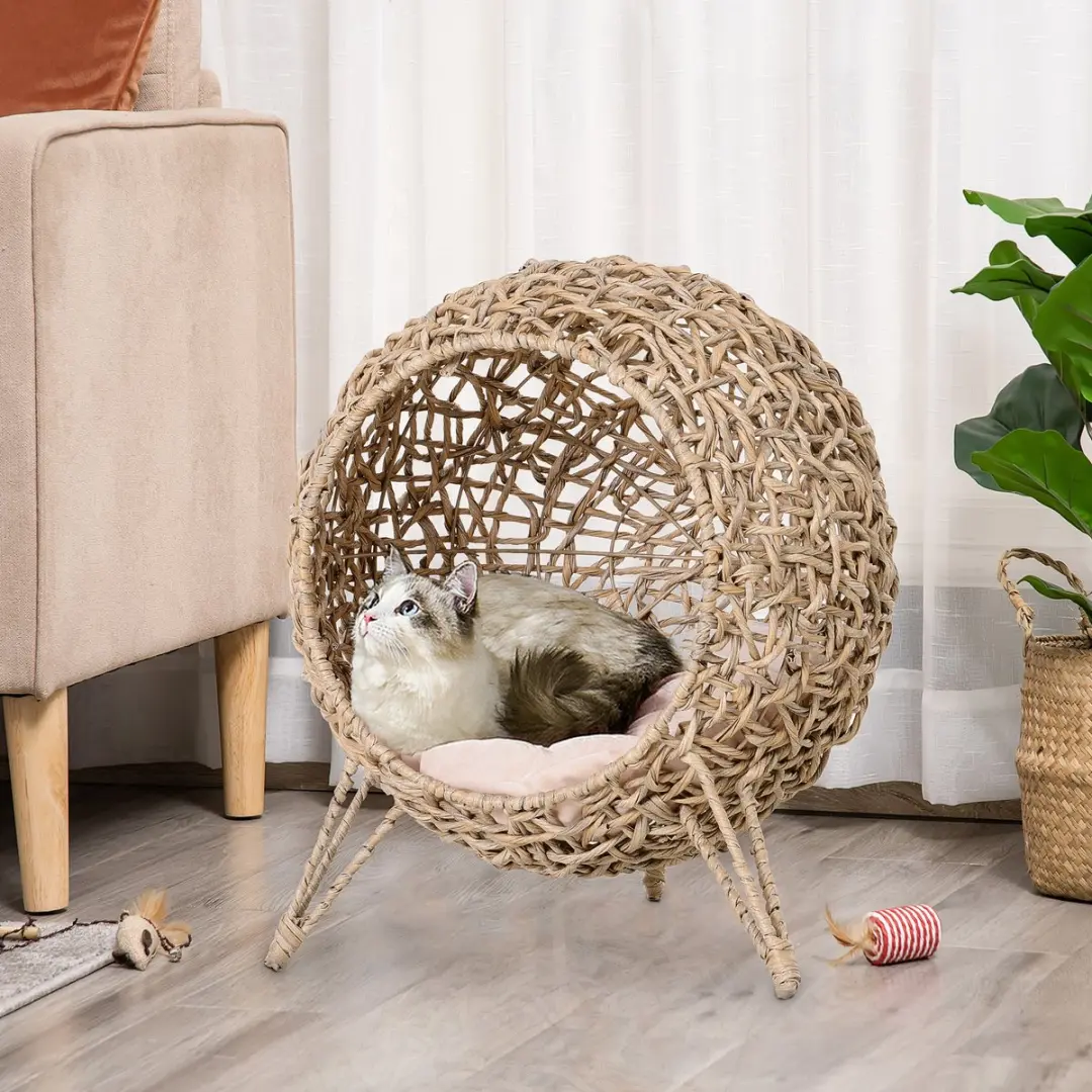 Pawhut Kattenhuis D30-245 - Zilvergrijs