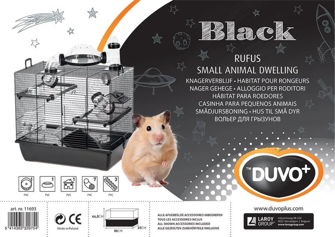 Duvo Rufus Hamsterkooi - 50x33x44,5 cm - Zwart