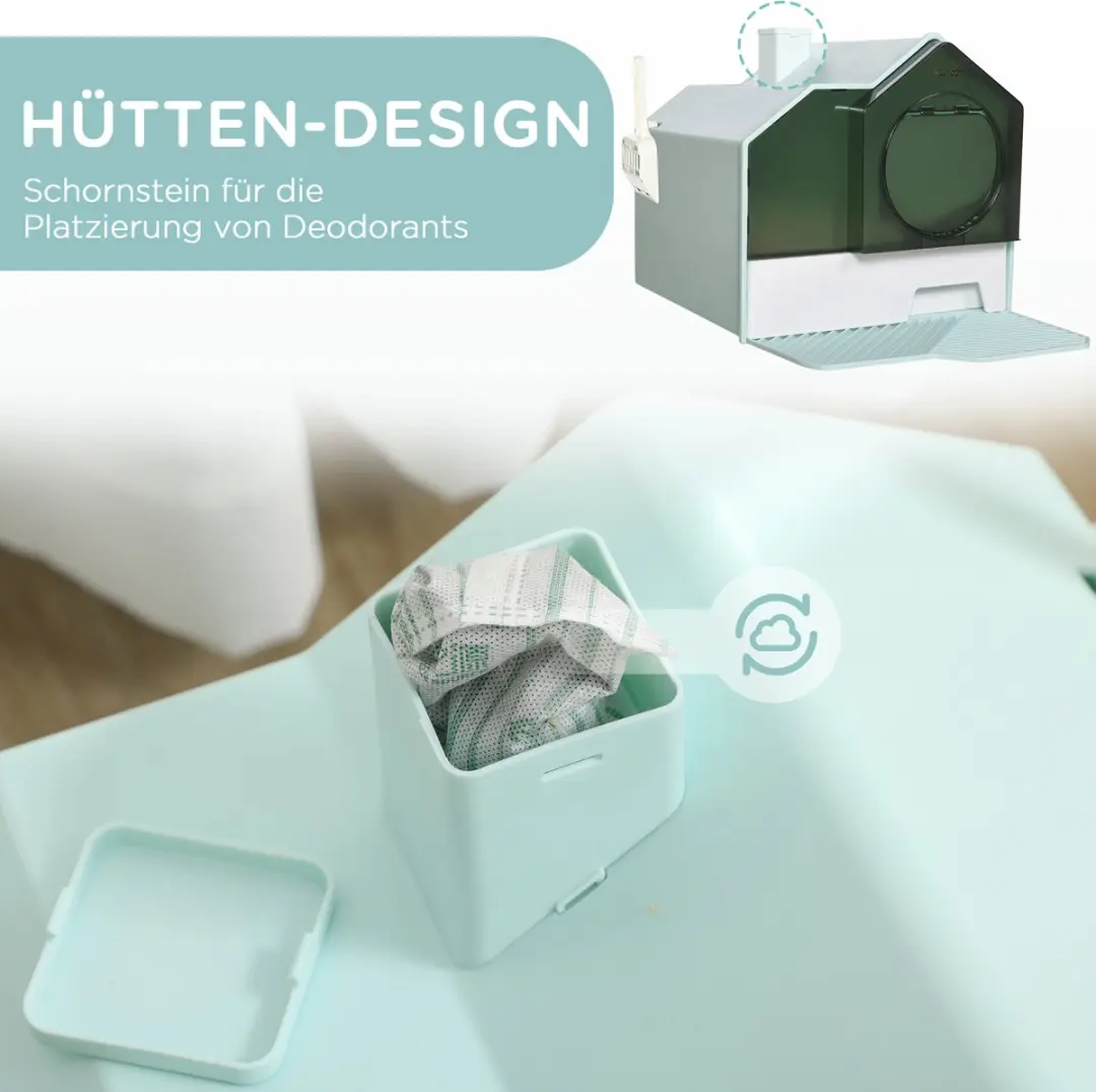 Pawhut Kattenbak met Haube 47x45x42cm - ABS - Lichtblauw