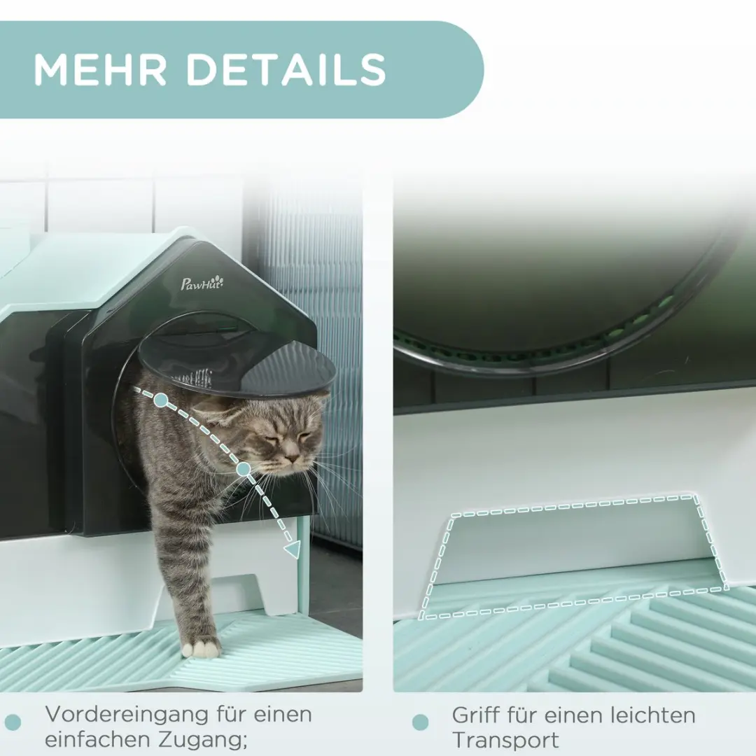 Pawhut Kattenbak met Haube 47x45x42cm - ABS - Lichtblauw
