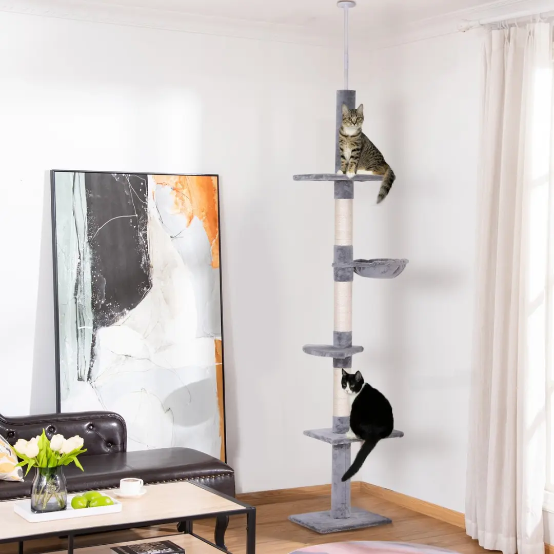 Pawhut Kattenkrabboom D30-209 - 5 Niveaus 30cm - Grijs