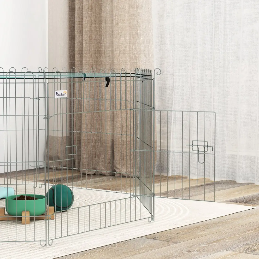 Pawhut Speelbox Huisdieren Metaal 155x155x60cm - Groen