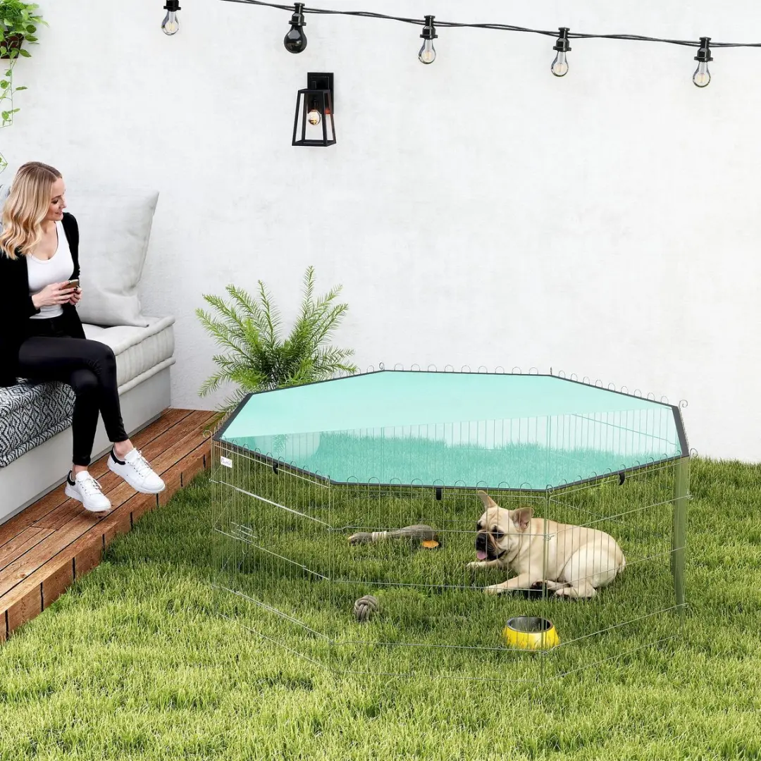 Pawhut Speelbox Huisdieren Metaal 155x155x60cm - Groen