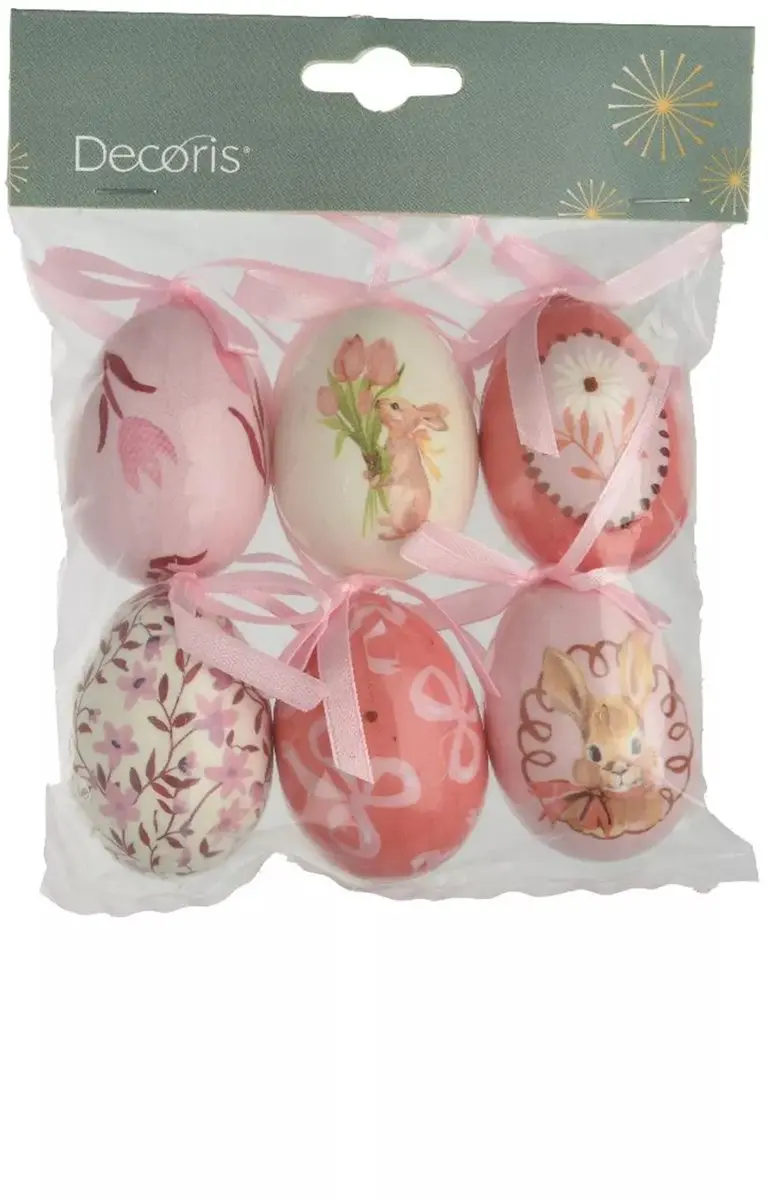 Decoris Hangdecoratie Ei Foam Roze