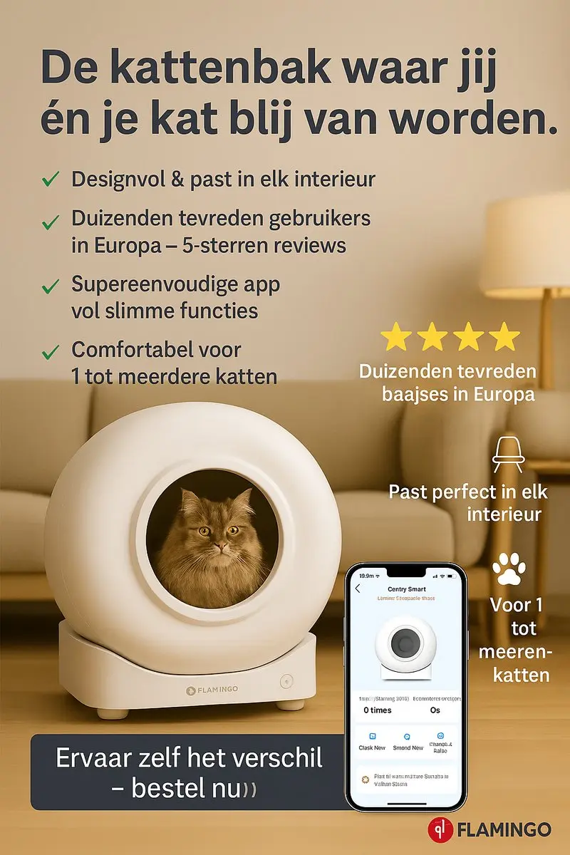 Flamingo Automatische Kattenbak XXL 72L - Wit