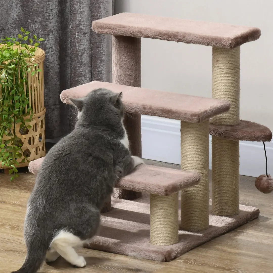 Pawhut Katzentreppe Jute 45x40x48cm - 3 Ligplekken - Bruin