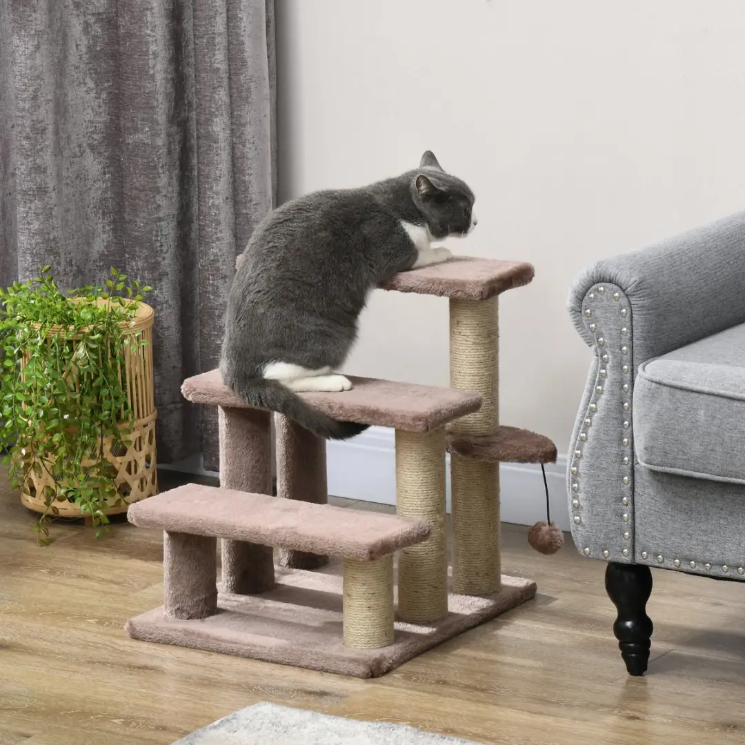 Pawhut Katzentreppe Jute 45x40x48cm - 3 Ligplekken - Bruin