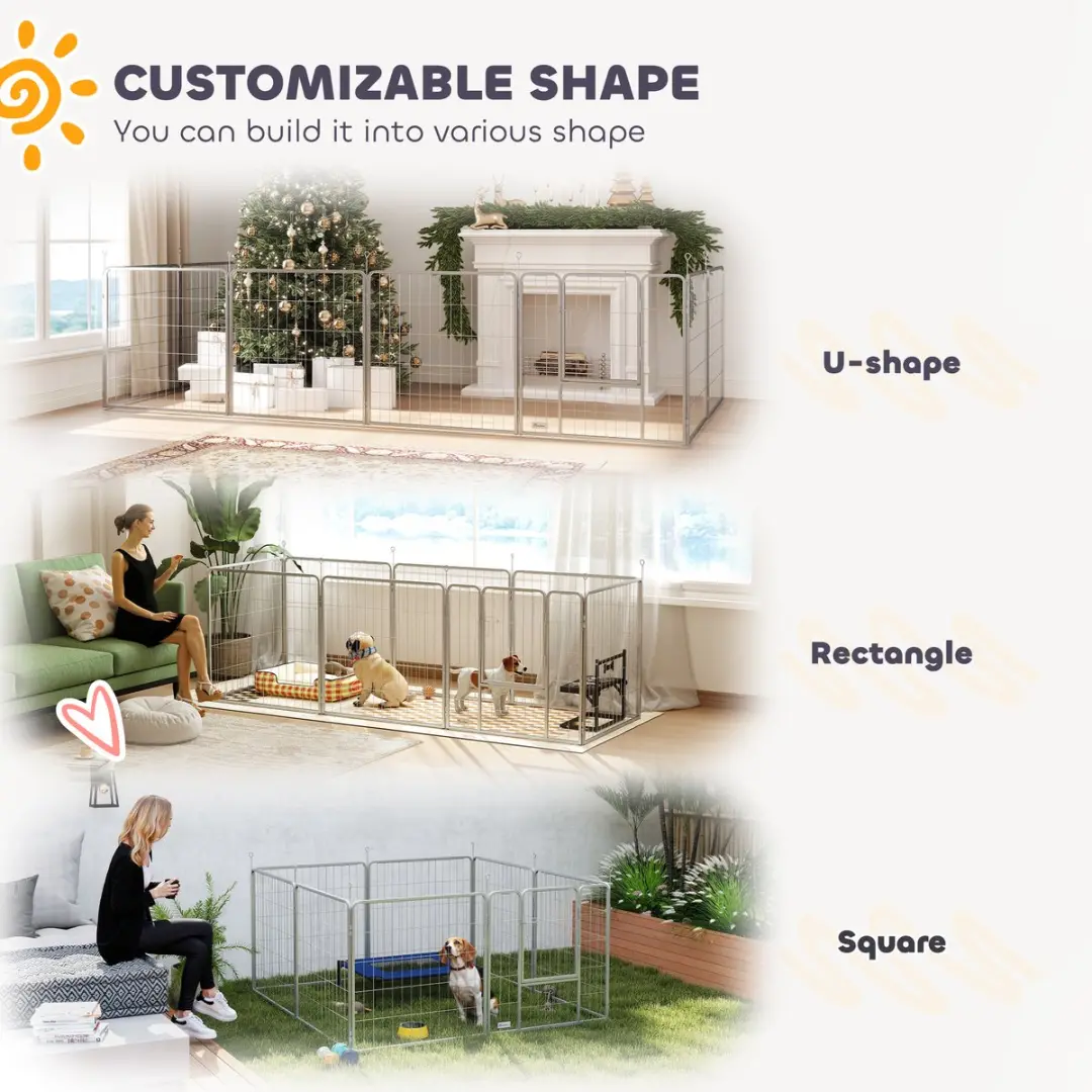 Pawhut Puppyren 240x80x80cm - Zilver