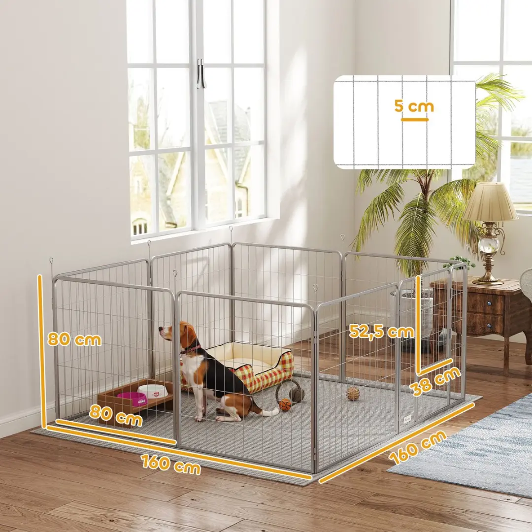 Pawhut Puppyren 240x80x80cm - Zilver