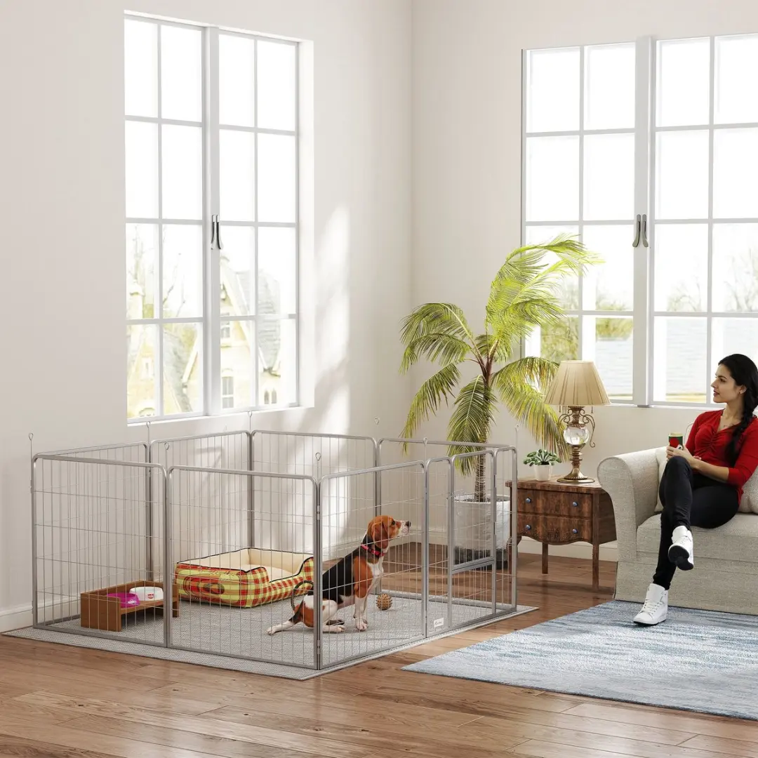 Pawhut Puppyren 240x80x80cm - Zilver - afbeelding 6 van 6