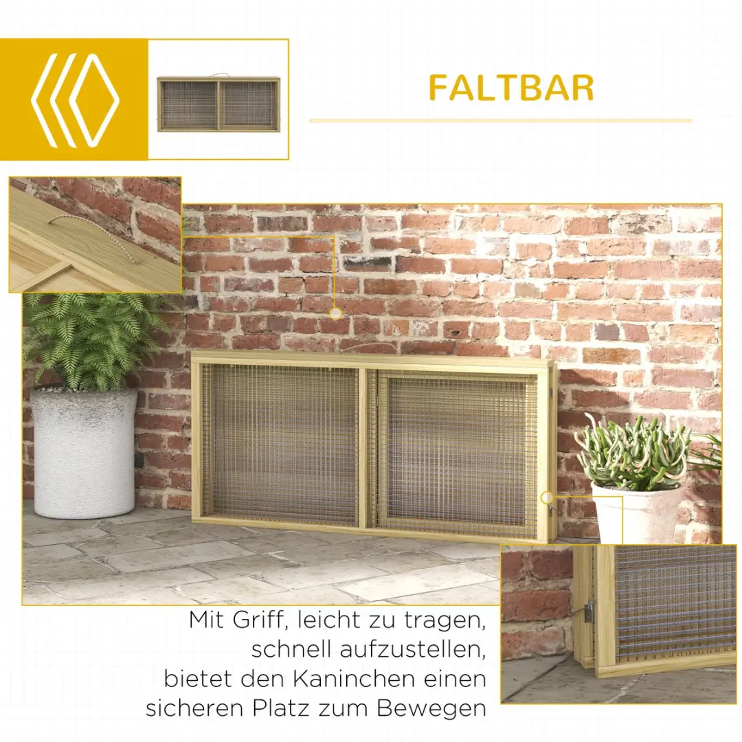 Pawhut Kaninchenstall Houten - 110x105x50cm - Natur