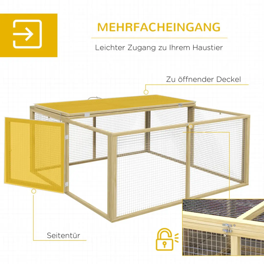 Pawhut Kaninchenstall Houten - 110x105x50cm - Natur - afbeelding 6 van 6