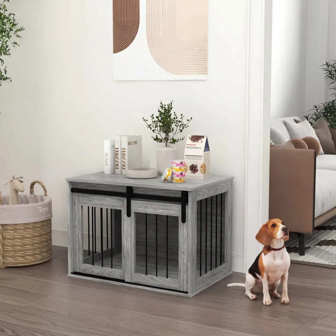 Pawhut Hondenbench Grijs 80x54x57cm - afbeelding 6 van 6